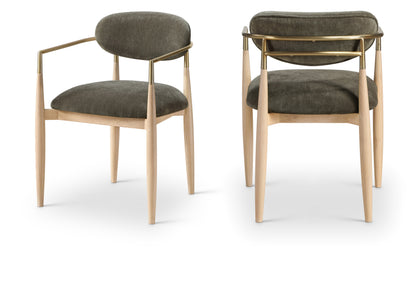 Panthere Premium Wood and Brass Dining Chair w/Performance Fabric