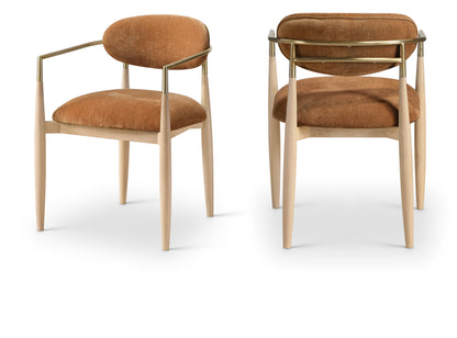 Panthere Premium Wood and Brass Dining Chair w/Performance Fabric