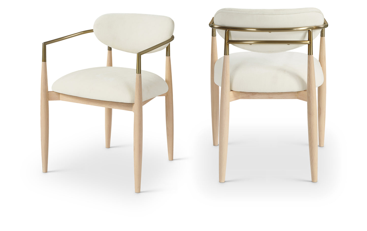 Panthere Premium Wood and Brass Dining Chair w/Performance Fabric