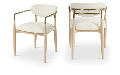 Panthere Premium Wood and Brass Dining Chair w/Performance Fabric