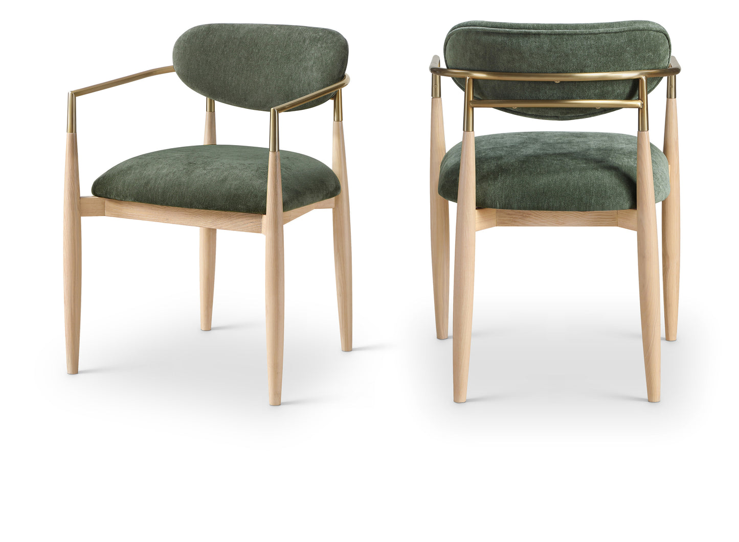 Panthere Premium Wood and Brass Dining Chair w/Performance Fabric