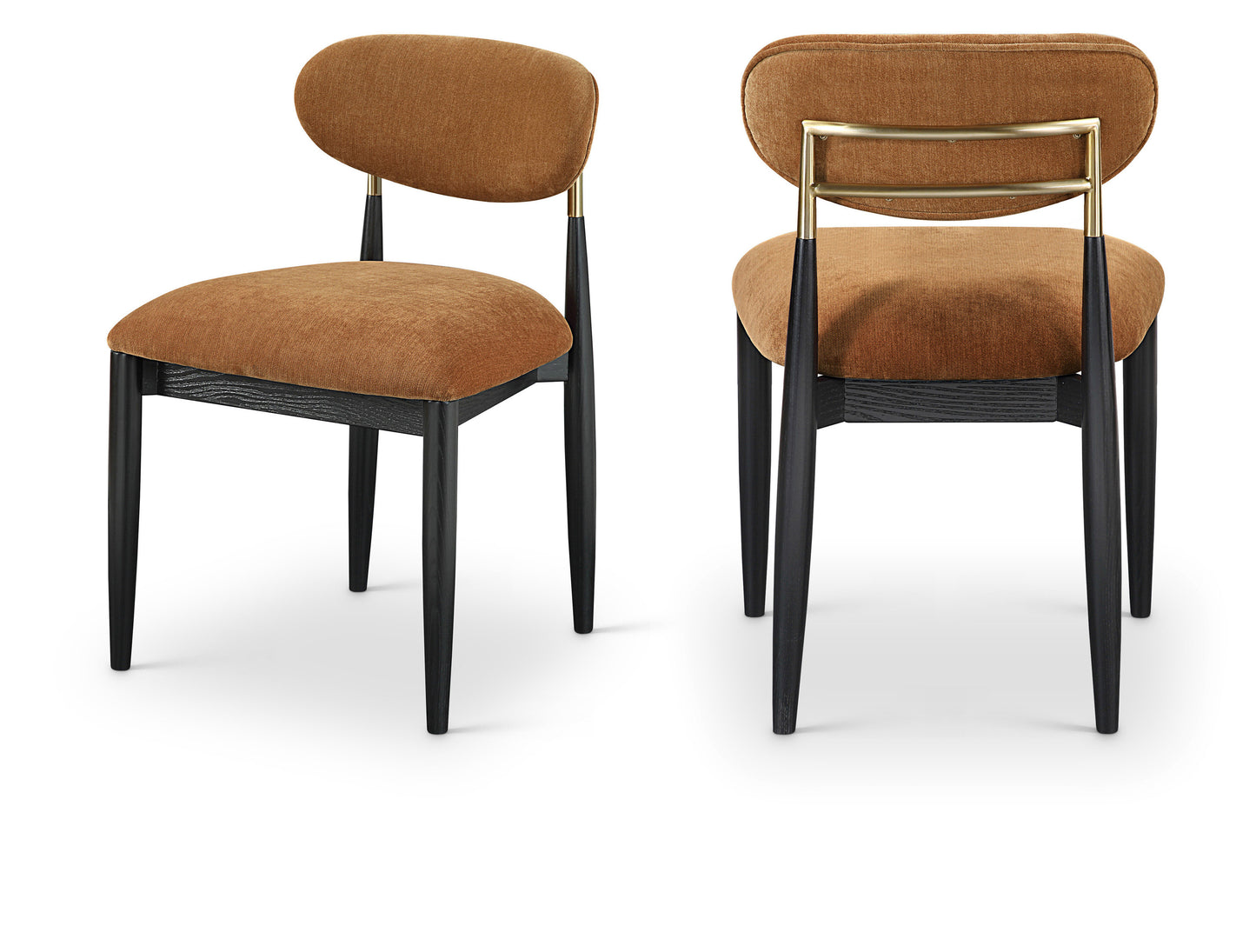 Panthere Premium Wood and Brass Dining Chair w/Performance Fabric