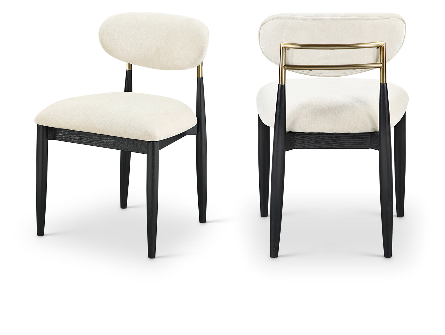 Panthere Premium Wood and Brass Dining Chair w/Performance Fabric