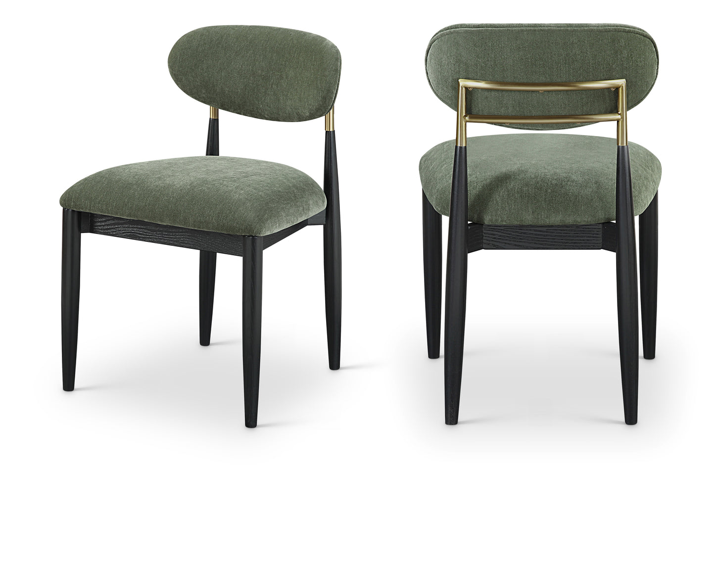 Panthere Premium Wood and Brass Dining Chair w/Performance Fabric