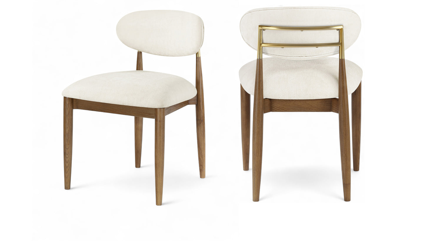 Panthere Premium Wood and Brass Dining Chair w/Performance Fabric