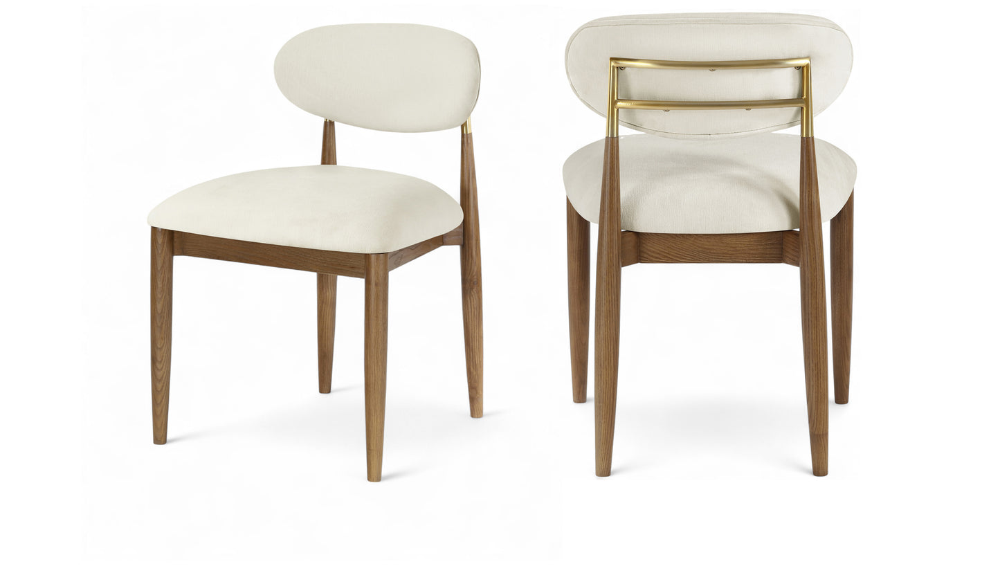 Panthere Premium Wood and Brass Dining Chair w/Performance Fabric