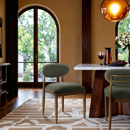 Panthere Premium Wood and Brass Dining Chair w/Performance Fabric