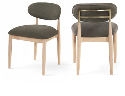 Panthere Premium Wood and Brass Dining Chair w/Performance Fabric