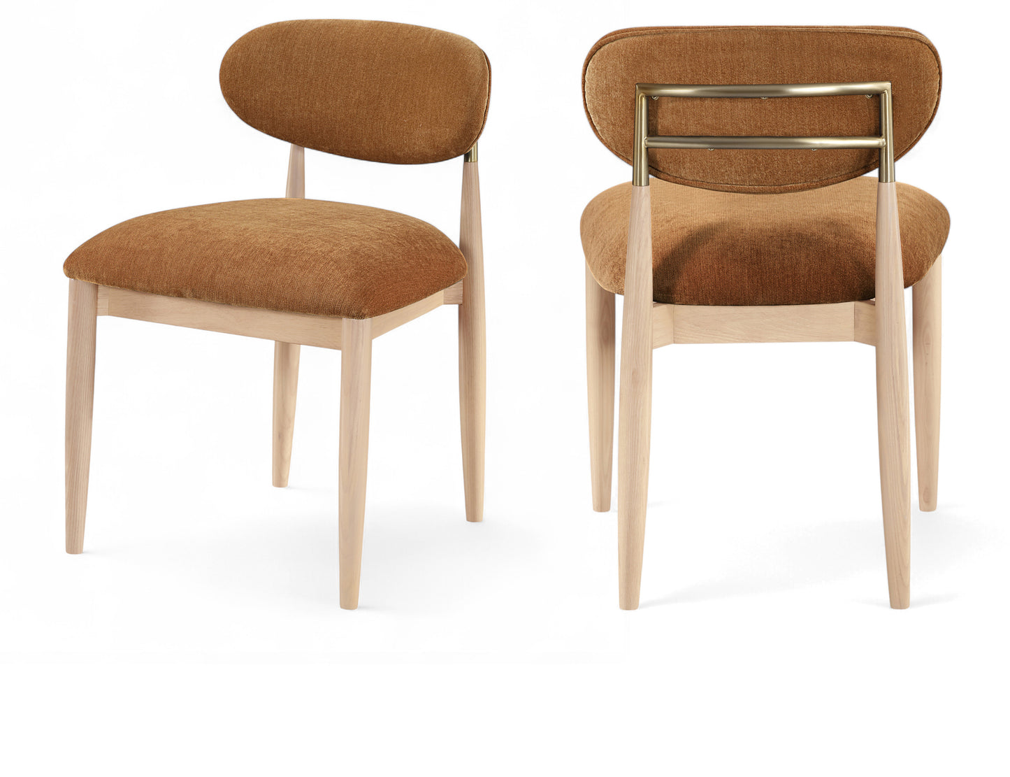 Panthere Premium Wood and Brass Dining Chair w/Performance Fabric