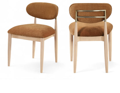 Panthere Premium Wood and Brass Dining Chair w/Performance Fabric