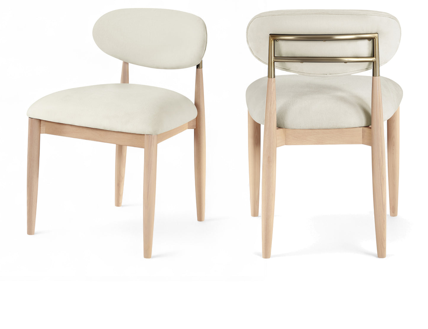Panthere Premium Wood and Brass Dining Chair w/Performance Fabric