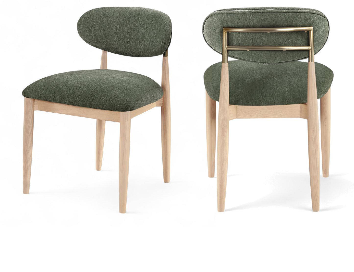Panthere Premium Wood and Brass Dining Chair w/Performance Fabric