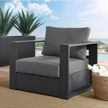 Lamod Coated Aluminum Armchair in Gray Charcoal