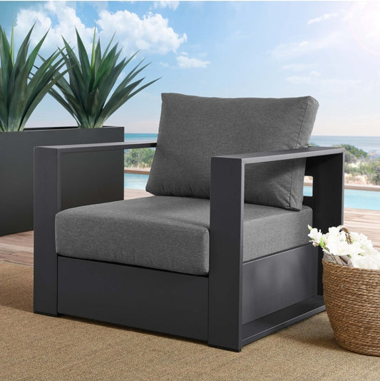 Lamod Coated Aluminum Armchair in Gray Charcoal