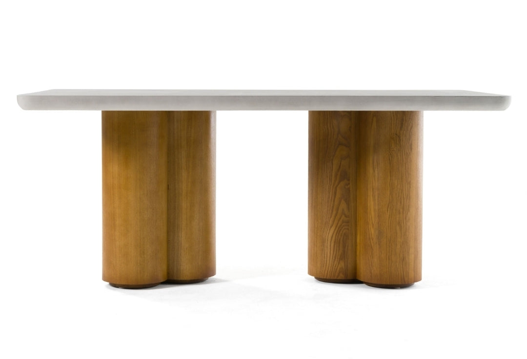 Modrest Bateman - Modern Faux Concrete + Walnut Dining Table