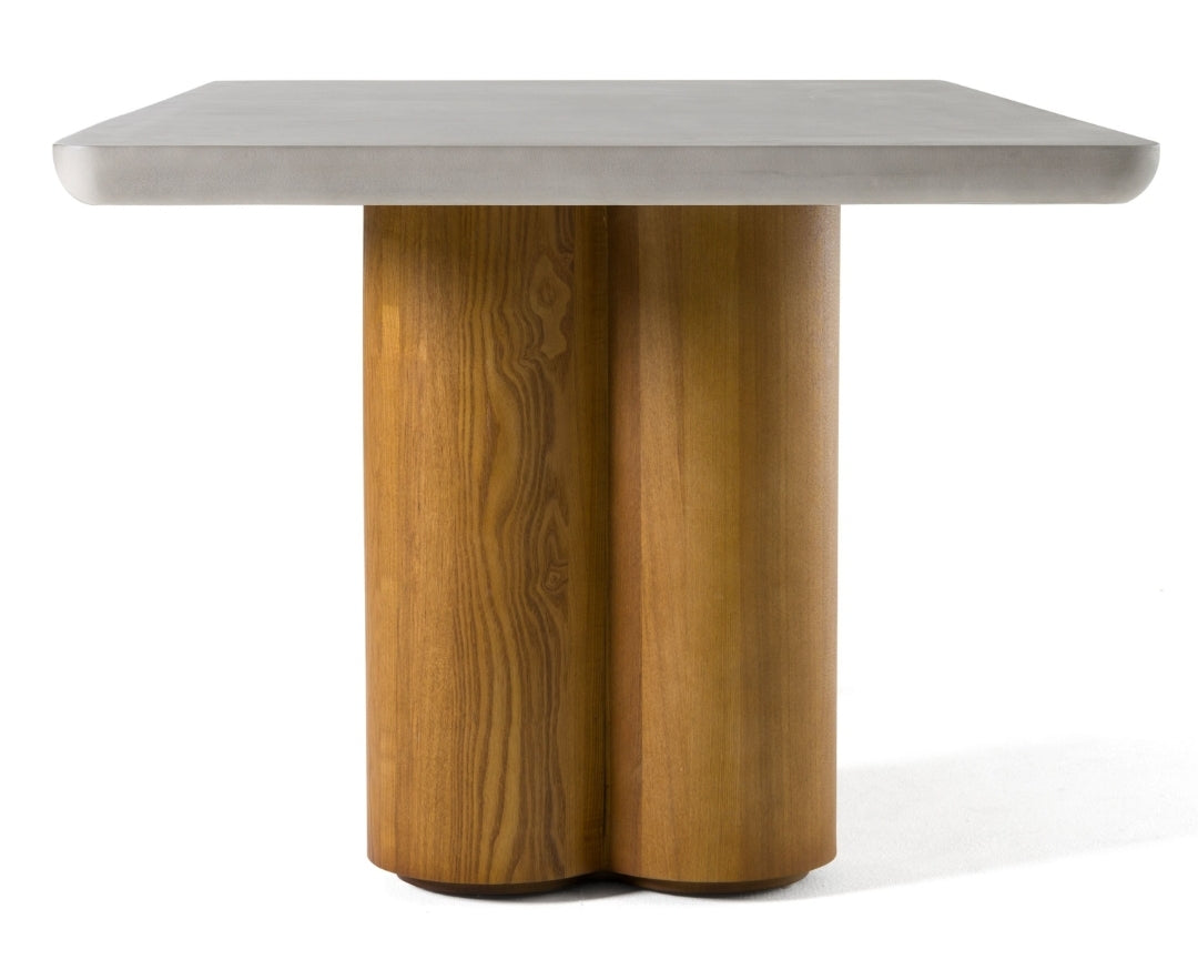 Modrest Bateman - Modern Faux Concrete + Walnut Dining Table