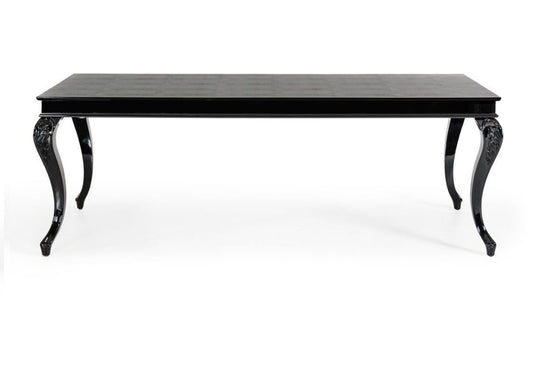 A&X Sovereign Transitional Black Crocodile Dining Table w/ Black Gloss Legs