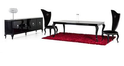 A&X Sovereign Transitional Black Crocodile Dining Table w/ Black Gloss Legs