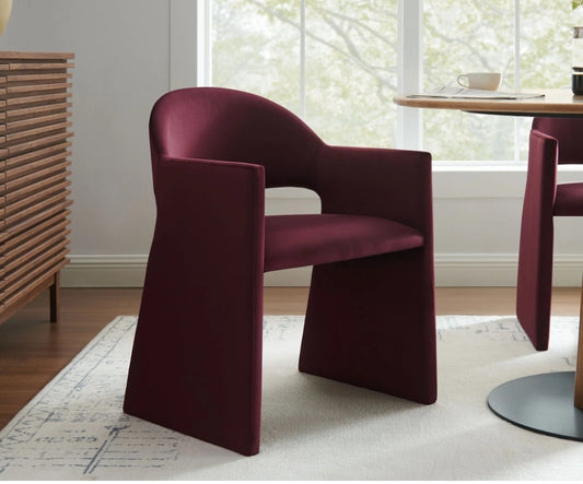 Dining Armchair Upholstered In Performance Velvet Mulberry Color