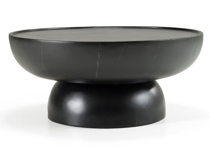 Modern 35.5" Black & White Faux Marble Round Coffee Table