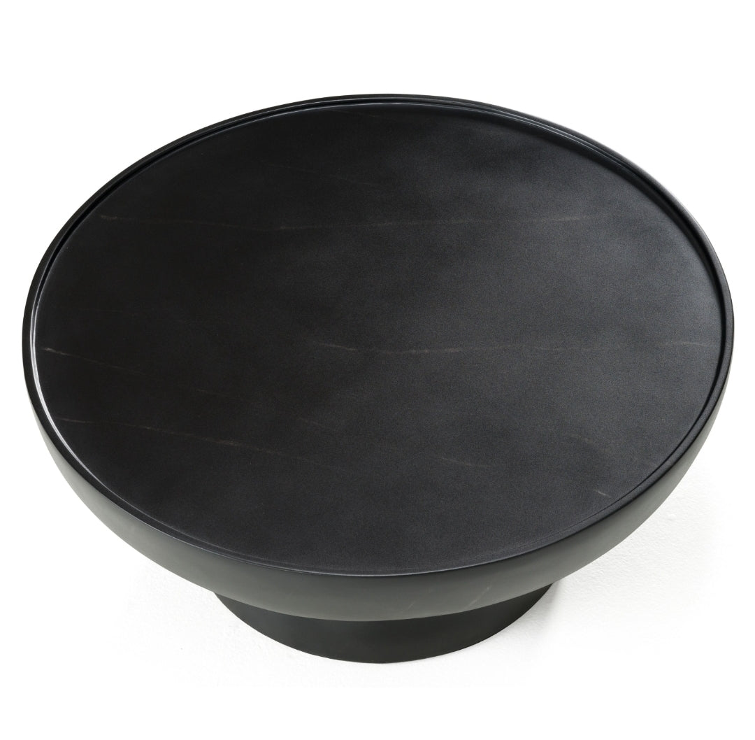 Modern 35.5" Black & White Faux Marble Round Coffee Table