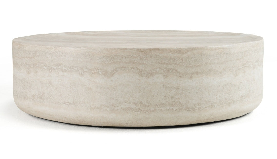 Modern Faux Travertine Round Coffee Table