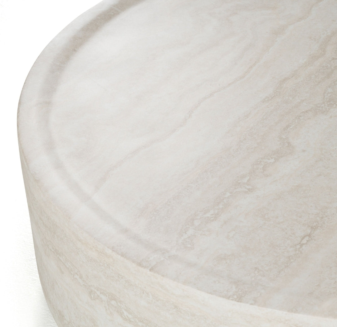 Modern Faux Travertine Round Coffee Table