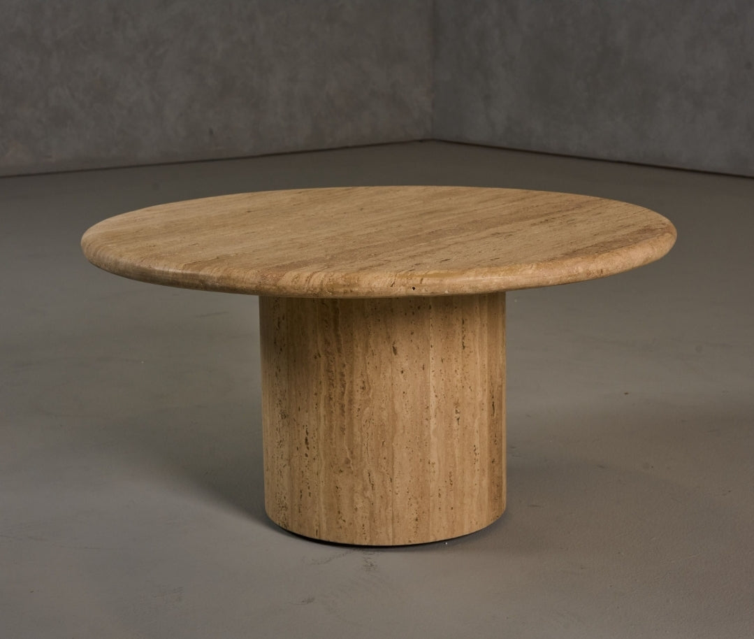 Modern Travertine Marble Round Coffee Table