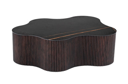 Modrest Ricko - Modern Black Ceramic + Smoked Ash Freeform Coffee Table