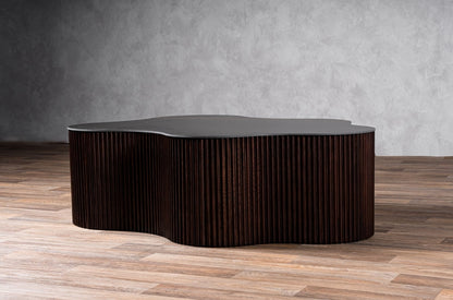 Modrest Ricko - Modern Black Ceramic + Smoked Ash Freeform Coffee Table