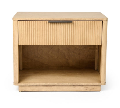 Lili Natural Oak Nightstand with Flutted wood