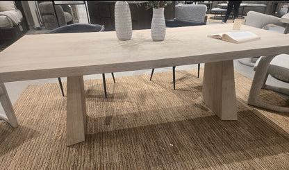 84" Dining Table in Solid FSC certified Wood finished in Cream White Washed Oak