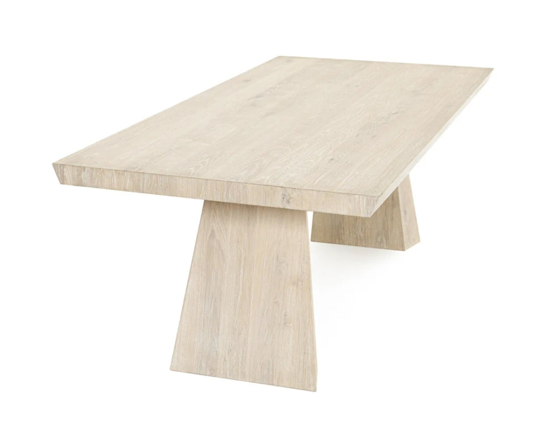 84" Dining Table in Solid FSC certified Wood finished in Cream White Washed Oak