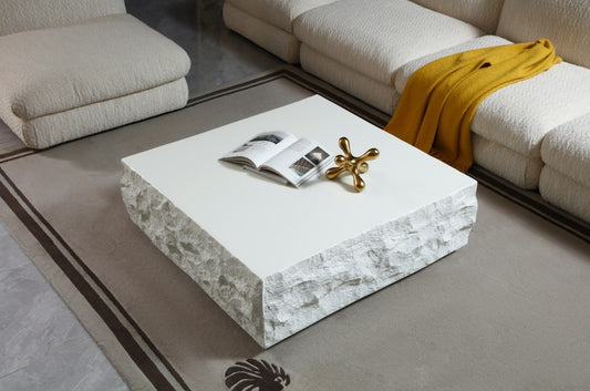 Modern 42" Off-White Square Coffee Table