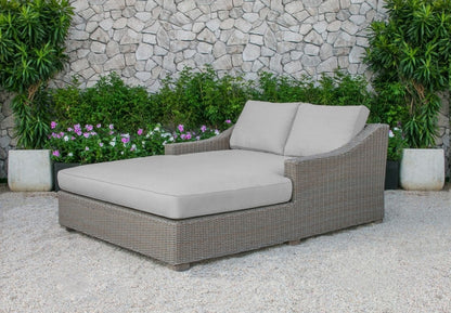 Oversized Outdoor Beige Wicker Daybed