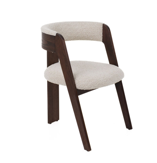 Modern Cream Fabric with Brown Oak Dining Chair (Set of 2)