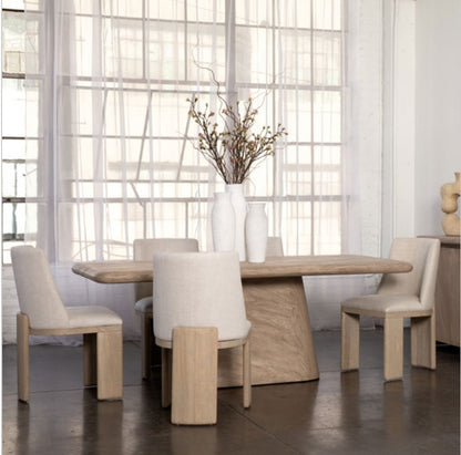 New 94" Sandblasted Rectangular Dining table w center pedestal base finished in natural oak color