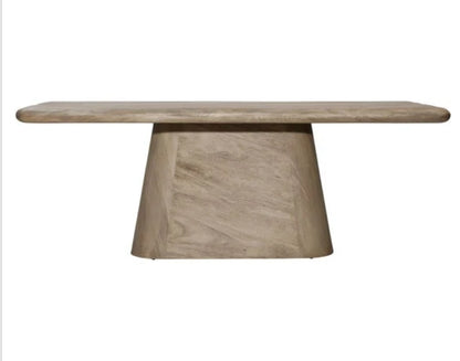 New 94" Sandblasted Rectangular Dining table w center pedestal base finished in natural oak color