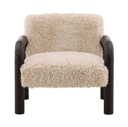 Shep Upholstered Fur Chair with Rounded wood frame