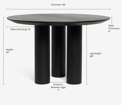 48" Mojave Sculptural round solid wood dining table