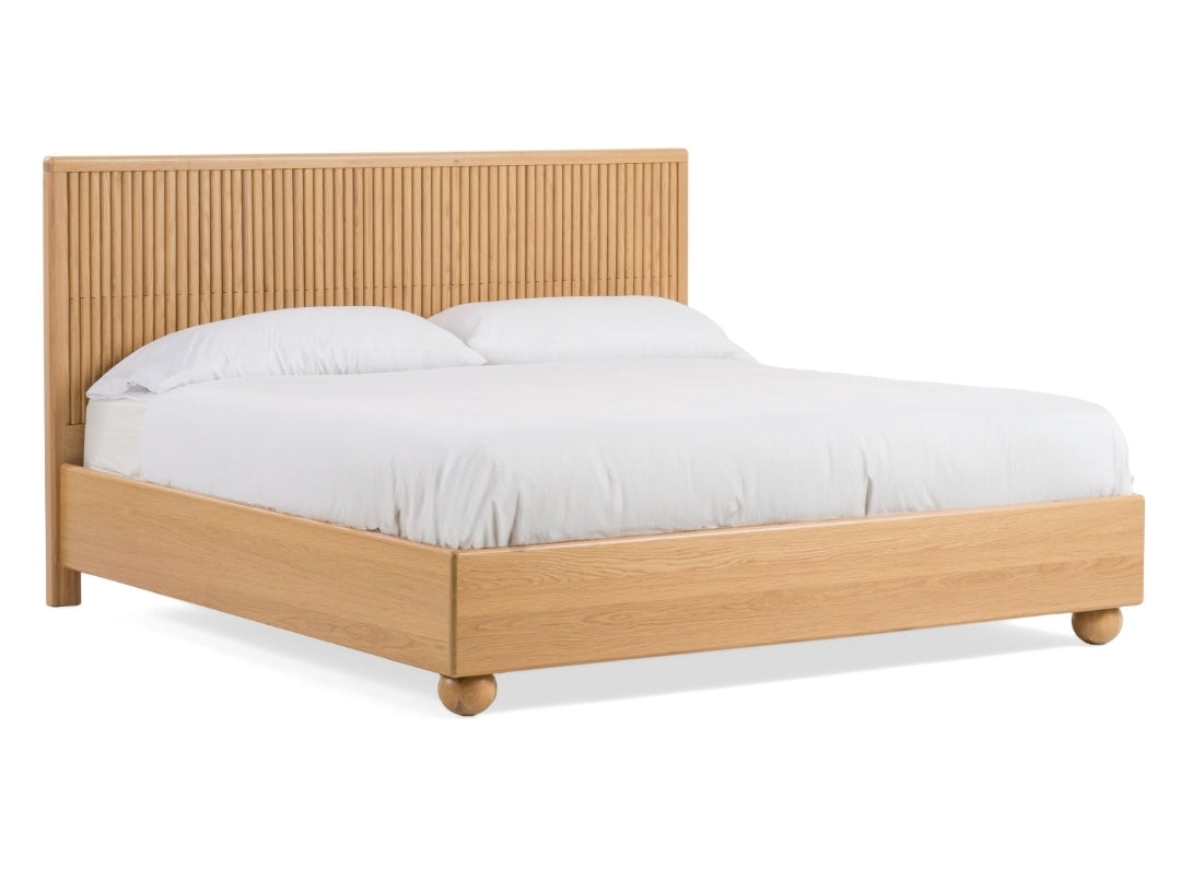 Carey King Modern Natural Oak Bed Platform Bed