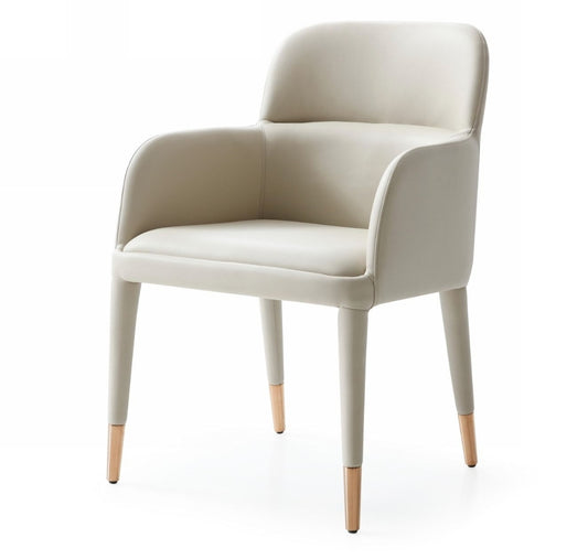 Modrest Cortina Modern Beige Eco-Leather Dining Arm Chair