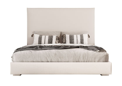 Italian Modern Beige Fabric High Headboard Q Bed