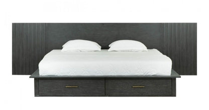 Mod Wood Wall Panel King Contemporary Platform Dark Grey