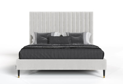 Modrest King Channel Tufted Contemporary White Fabric