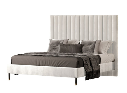 Modrest King Channel Tufted Contemporary White Fabric