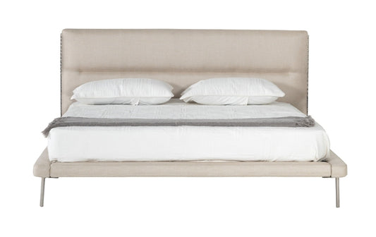 Modrest Lyla King Contemporary Cream Woven Fabric Bed
