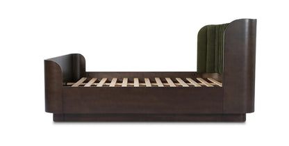 Sloan Birch Wood Bed with cream channel back upholstery