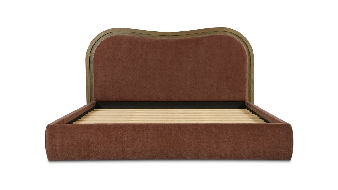 Lulu King Bed upholstered in Velvet Rust Chestnut
