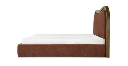 Lulu King Bed upholstered in Velvet Rust Chestnut